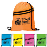 Neon Multi-Zippered Drawstring Backpack