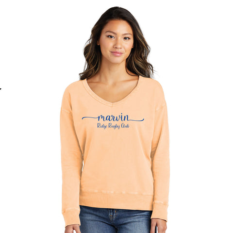 Marvin Ridge Rugby Club Spiritwear -Women's Beach Wash® Garment-Dyed V-Neck Sweatshirt