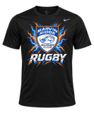 Marvin Ridge Rugby Club Ridge Voltage on a black Nike Team rLegend T-shirt, front