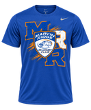 Marvin Ridge Rugby Club MRR Oversized on a royal blue Nike Team rLegend T-shirt, front
