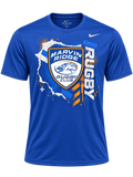 Marvin Ridge Rugby Club Rugby Chaos on a royal blue Nike Team rLegend T-shirt, front