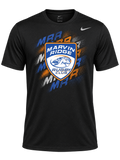 Marvin Ridge Rugby Club MRR Repeat on a black Nike Team rLegend T-shirt, front