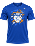 Marvin Ridge Rugby Club MRR Repeat on a royal blue Nike Team rLegend T-shirt, front