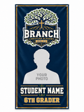 Branch Christian Academy 6th Grader personalized photo banner concept mockup, with student photo and name placeholders.