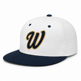Lincoln County Warriors GB998 proof hat White and Navy script W mockup