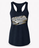 Lincoln County Warriors Women's Ideal Racerback Tank Modern Speed Stripe screen print placement mockup