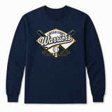 Lincoln County Warriors Long Sleeve Core Cotton Tee Diamond & Crossed Bats screen print placement mockup