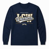 Lincoln County Warriors Long Sleeve Core Cotton Tee Modern LCW screen print placement mockup