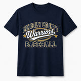 Lincoln County Warriors 50/50 T-Shirt Classic Varsity screen print placement mockup