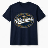 Lincoln County Warriors 50/50 T-Shirt Vintage Baseball Club screen print placement mockup