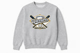 Lincoln County Warriors Core Fleece Crewneck Sweatshirt Diamond & Crossed Bats screen print placement mockup