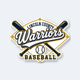 Lincoln County Warriors Sticker Diamond & Crossed Bats official wordmark mockup