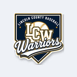 Lincoln County Warriors Sticker LCW Home Plate Crest official wordmark mockup