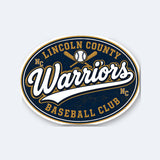 Lincoln County Warriors Sticker Vintage Baseball Club official wordmark mockup