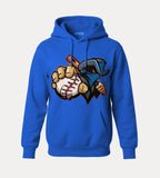 Mara Outlaws character logo on royal blue PC90H hoodie