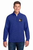 Mara Outlaws royal quarter-zip with small left-chest mascot logo and blank sleeves