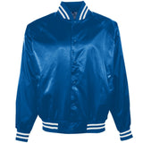 SATIN BASEBALL JACKET/STRIPED TRIM