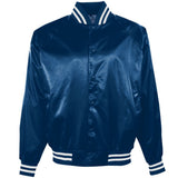 SATIN BASEBALL JACKET/STRIPED TRIM
