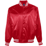 SATIN BASEBALL JACKET/STRIPED TRIM