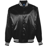 SATIN BASEBALL JACKET/STRIPED TRIM