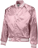 SATIN BASEBALL JACKET/STRIPED TRIM