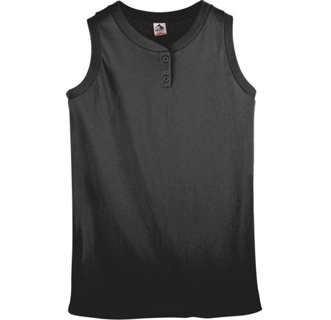 LADIES SLEEVELESS TWO BUTTON SOFTBALL JERSEY