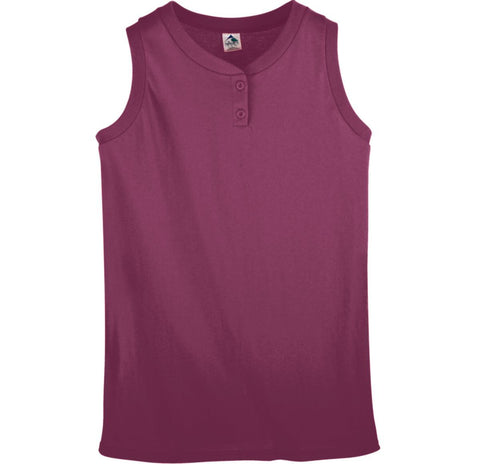 GIRLS SLEEVELESS TWO-BUTTON SOFTBALL JERSEY