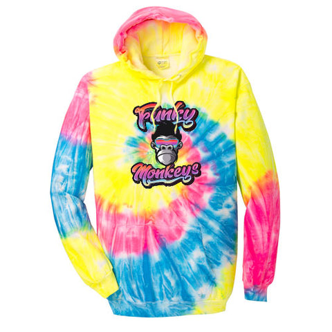 Funky Monkeys - Tie-Dye Pullover Hooded Sweatshirt